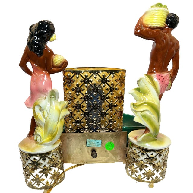 Mid 20th Century Mid-Century Hawaiian Themed Brass & Ceramic Tv Lamp & Planter by Sierra Columbia For Sale - Image 4 of 9