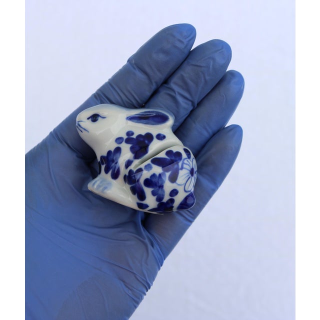 Vintage Delft Blue and White Bunny Rabbit Ceramic Place Card Holders-Set of 11 For Sale - Image 9 of 15