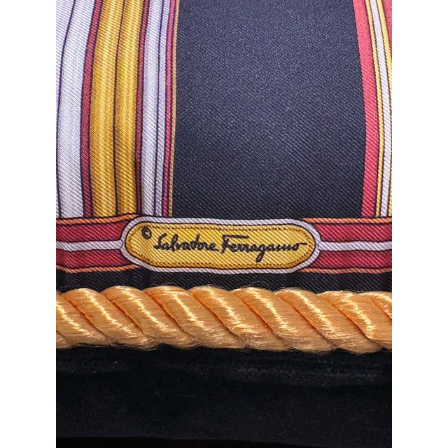 Textile Vintage Salvatore Ferragamo Silk Leopard & Egyptian Motif Pillow For Sale - Image 7 of 7