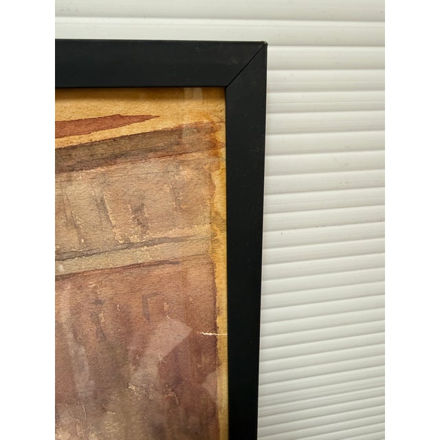 Brown Franke Sunshine on the Bridge Original Watercolor, Signed Circa 1938 For Sale - Image 8 of 12