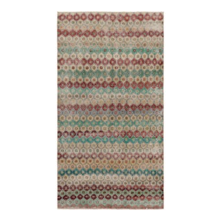 Vintage Distressed Rug, Polychromatic Hexagon Geometric Design- Rug & Kilim For Sale