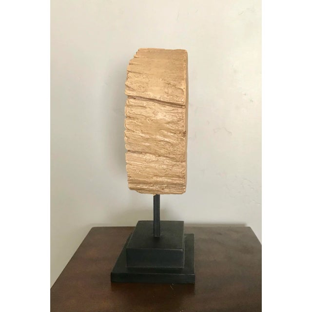 Organic Wood Slice on Stand With Black Metal Base For Sale - Image 4 of 4