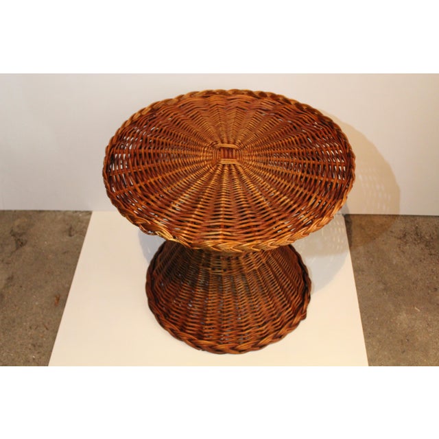 Vintage French Round Wicker Table, 1970s For Sale - Image 12 of 18