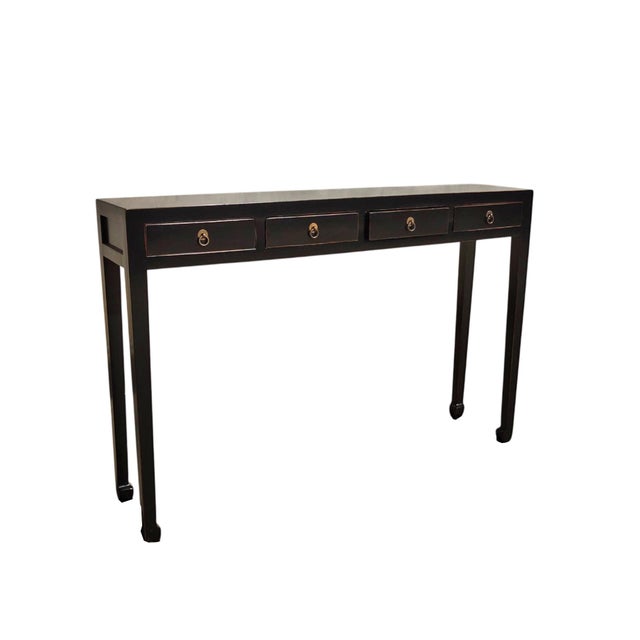 2020s 48" Long 4 Drawer Black Ming Console Table For Sale - Image 5 of 5