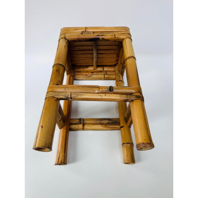 Wood Vintage Bamboo Plant Stand Side Table Boho 20" For Sale - Image 7 of 11