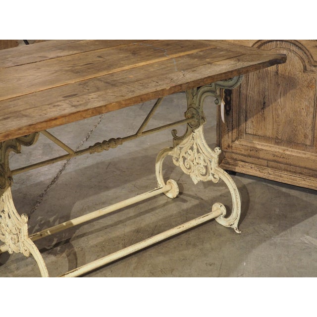 Antique French Painted Cast Iron and Oak Table From Alsace, Circa 1900 For Sale - Image 16 of 18