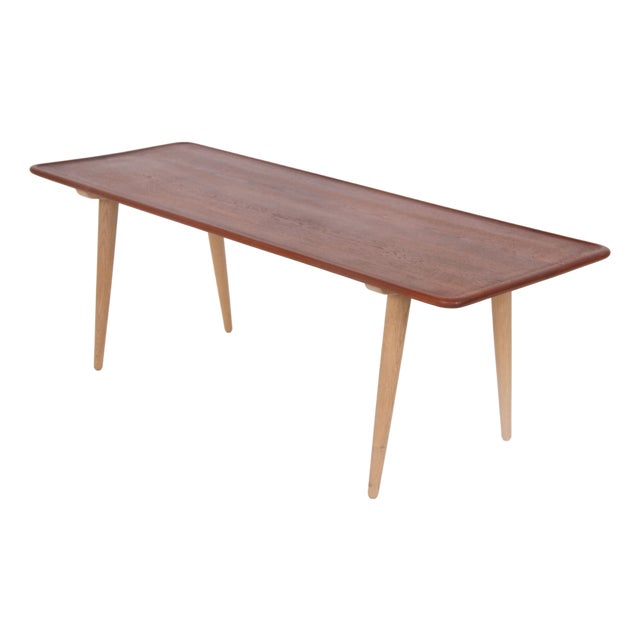 AT11 Coffee Table in Teak and Oak by Hans J. Wegner for Andreas Tuck, 1950s For Sale