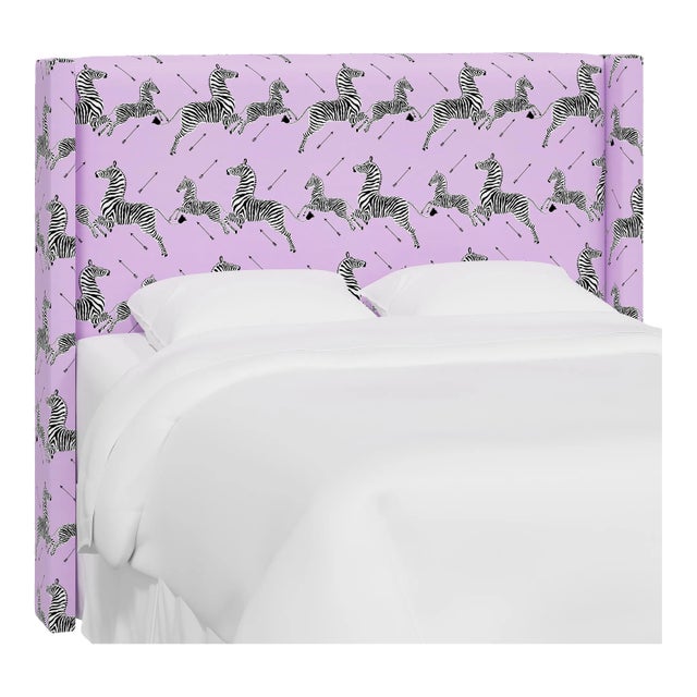 Red from Scalamandre crafted by Cloth & Company Hudson Queen Headboard, Purple Animal Print For Sale