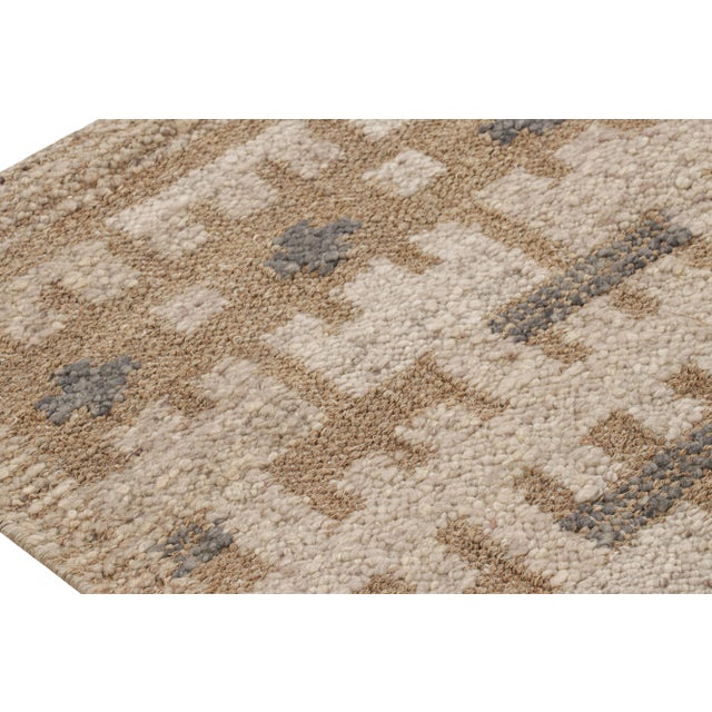 Rug & Kilim’s Scandinavian Style Rug in Beige-Brown Geometric Patterns - 10x14 For Sale In New York - Image 6 of 7