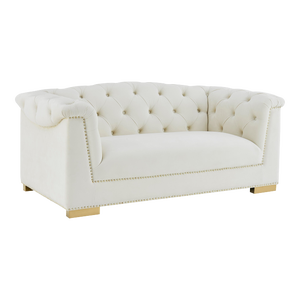 Farah Cream Velvet Loveseat