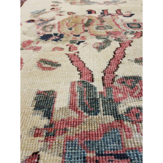 Textile Antique Persian Sultanabad Carpet Handmade Oriental Rug, Ivory, Gold, Green Blue For Sale - Image 7 of 12