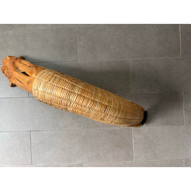Vintage Basque Jai Alai Cesta, Hand-Woven Reed and Leather For Sale In Los Angeles - Image 6 of 12