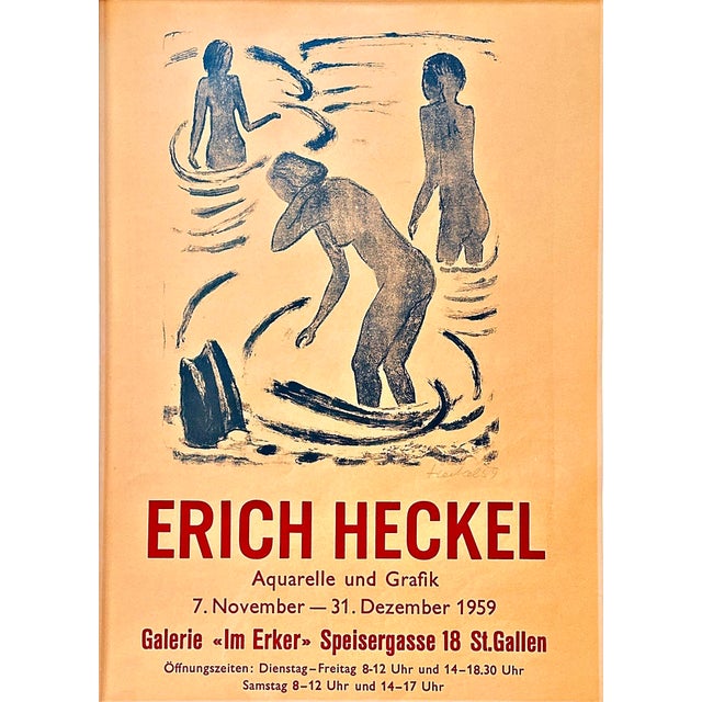 Nude Bathing Girls Poster from Erich Heckel, 1957 For Sale - Image 3 of 5