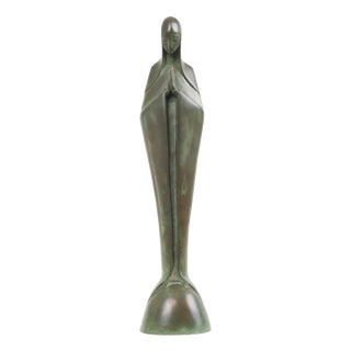 Art Deco Statue of the Virgin Mary in Bronze by Jac Van Vlijmen, 1920s For Sale