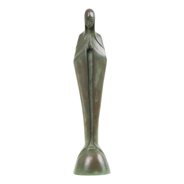 Art Deco Statue of the Virgin Mary in Bronze by Jac Van Vlijmen, 1920s For Sale