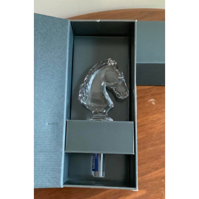 Figurative Vintage Villeroy & Boch Crystal Horse Head Bottle Stopper in Original Box For Sale - Image 3 of 10