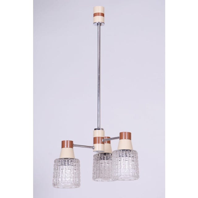 Mid-Century Chandelier in Chromed Steel and Glass from Drukov, Czech, 1970s For Sale - Image 12 of 12
