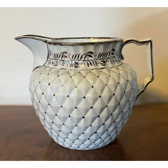 Antique Early 19th Century English George III Creamware & Silver Luster Pineapple-Form Pitcher For Sale In New York - Image 6 of 13