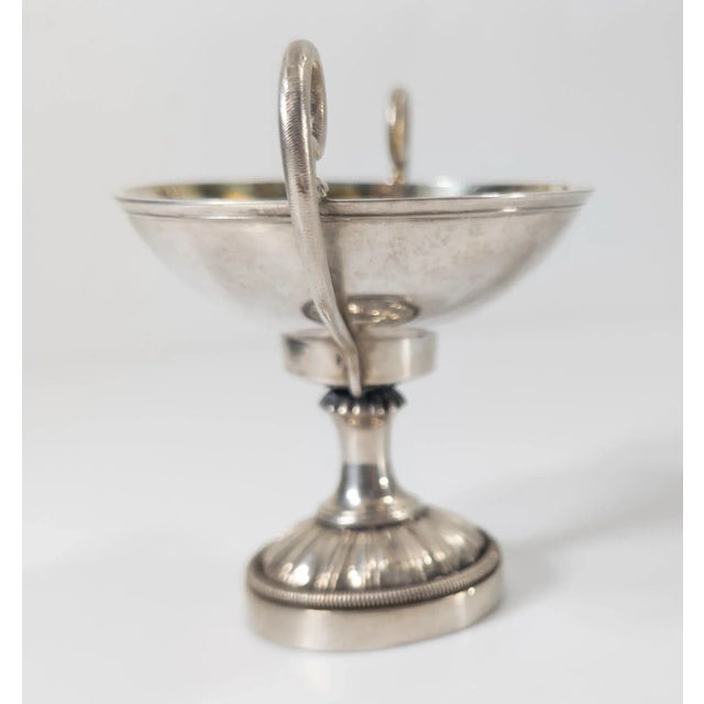 19th Century German .812 13 Loth Silver Salt Cellar With Snake Handles For Sale - Image 4 of 12