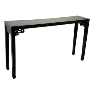 Vintage Steel Chinese Black Lacquer Console For Sale