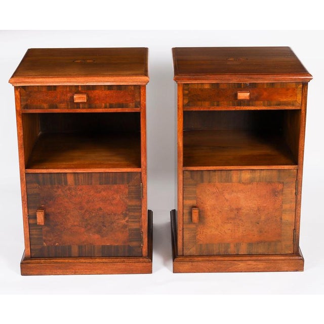 Quality Pair burr walnut bedside cabinets with Royal connection to Sandringham, historical provenance & bill of sale This...