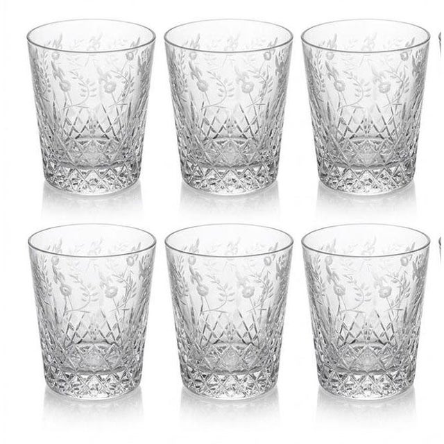 Glass Vintage Yugoslavian Rogaska "Gallia" Cut & Etched Crystal Flared Double Old Fashioned Rocks Glasses - Set of 6 For Sale - Image 7 of 7