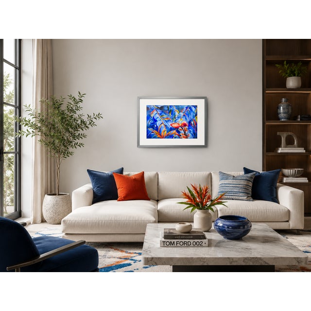 Scarlet Bloom, Tropical Cobalt - Tomoko Parry, C. 1990s For Sale - Image 10 of 10