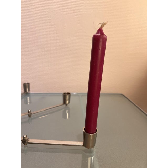 Chrome-Plated Steel Star-Shaped Candlestick, 1970s For Sale - Image 10 of 11