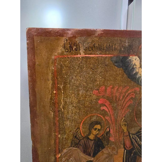 Wood Antique Orthodox Icon, 1860 For Sale - Image 7 of 17