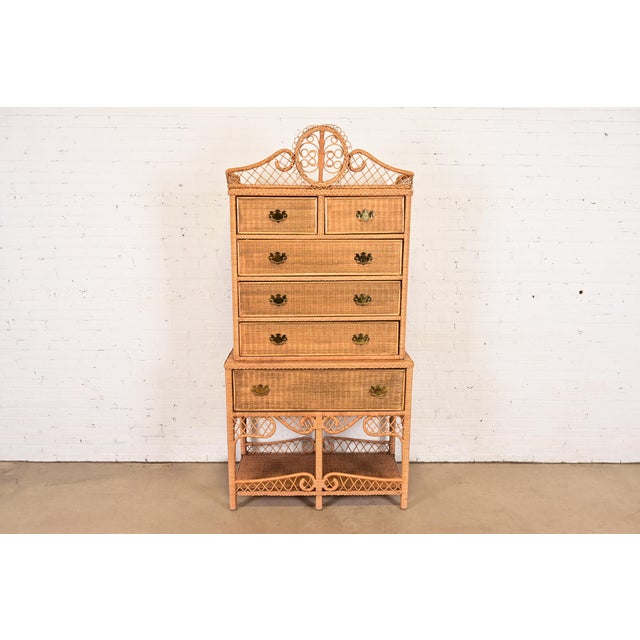 A gorgeous Organic Modern six-drawer highboy dresser or chest of drawers By Ralph Lauren, "Safari Collection" USA, Circa...