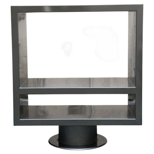 Gray Rotating Metal Console Table, Italy, 1990s For Sale - Image 8 of 8