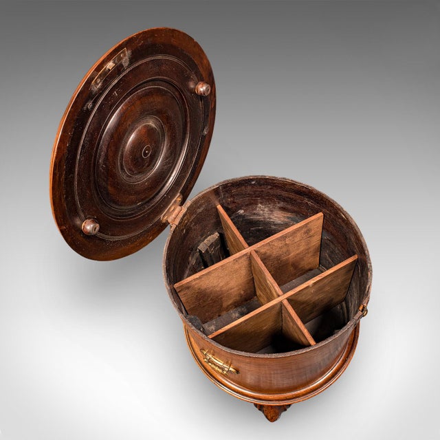 Wood Antique Cellarette, English, Walnut Wine Cooler Stand, Side Table, Regency, 1820 For Sale - Image 7 of 12