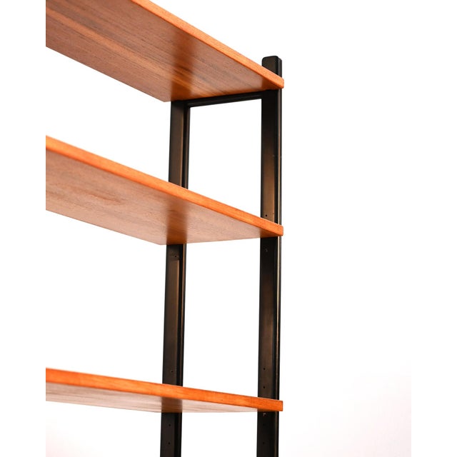 Scandinavian Double Teak Bookcase with Black Uprights, 1960s For Sale - Image 10 of 17