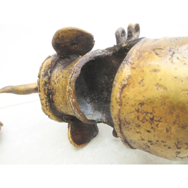 Brown Tribal Dhokra South Indian Sculpture Vishnu on Elephant Shrine For Sale - Image 8 of 10