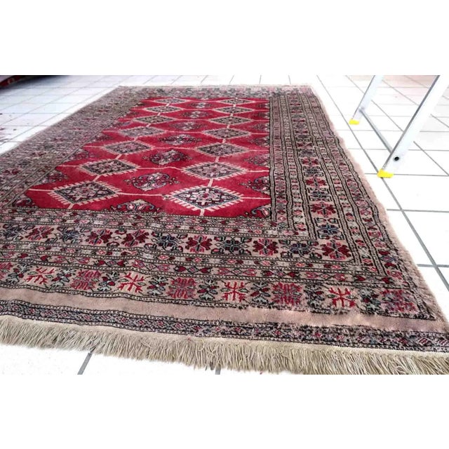 Traditional 1960s Handmade Uzbek Bukhara Rug 4.1' X 5.9' For Sale - Image 3 of 9