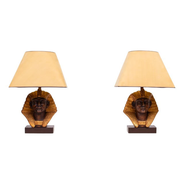 Large Ceramic Toetanchamon Table Lamps, 1970s, Set of 2 For Sale