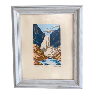 Jack Beauchamp Montana Artist Signed Serigraph “Yellowstone Falls” For Sale