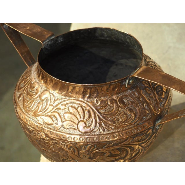 Early 19th Century Circa 1800 French Copper 2-Handled Vase With Chariot and Cartouche For Sale - Image 5 of 12