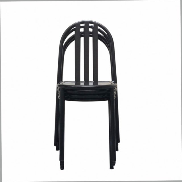 Metal Model 222 Black Chairs by Robert Mallet Stevens for Ecart, France, 1980s, Set of 4 For Sale - Image 7 of 10