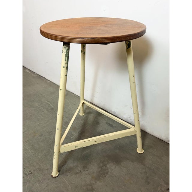 Beige Industrial Beige Workshop Stool, 1960s For Sale - Image 8 of 15