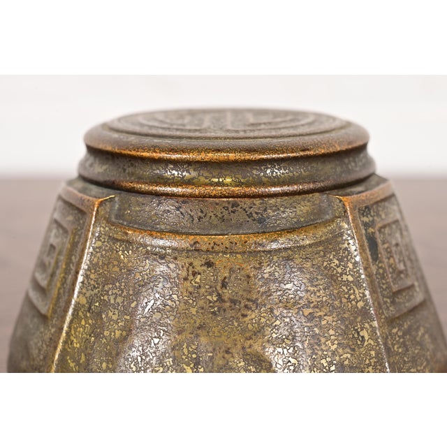 Bronze Tiffany Studios New York Greek Key Bronze Inkwell For Sale - Image 8 of 15