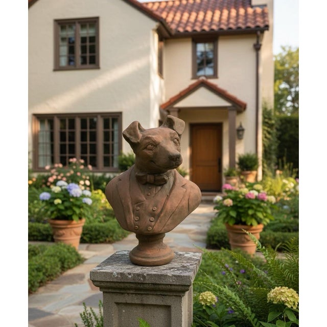Vintage Anthropomorphic Terracotta Dog Bust For Sale In West Palm - Image 6 of 6