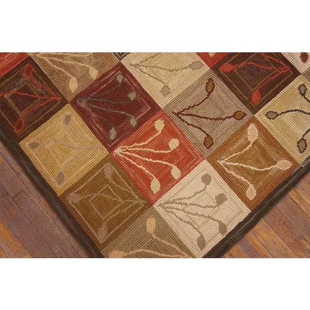 2000s Multicolor Ground Color Contemporary Cotton Hooked Rug 6' X 9' Woven Carpet For Sale - Image 4 of 5