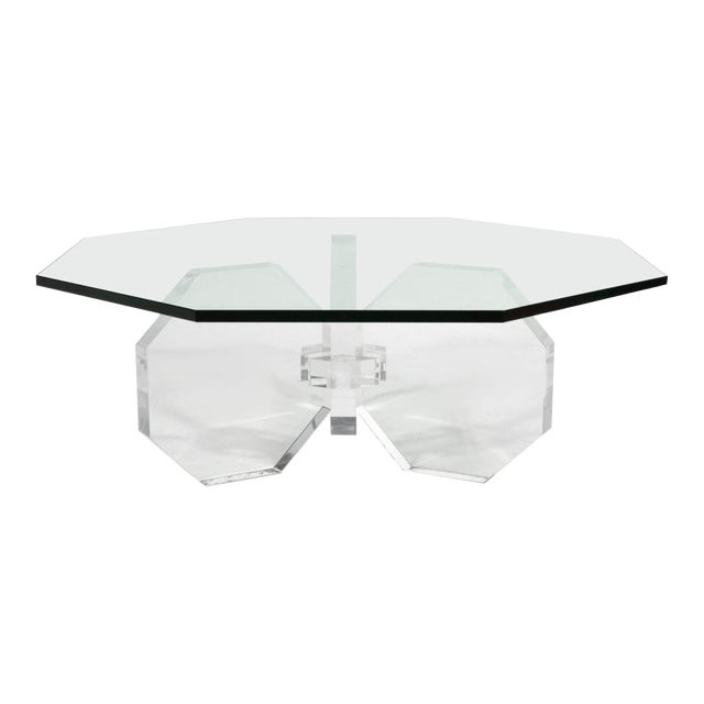 Lucite Octagonal Form Coffee Table For Sale