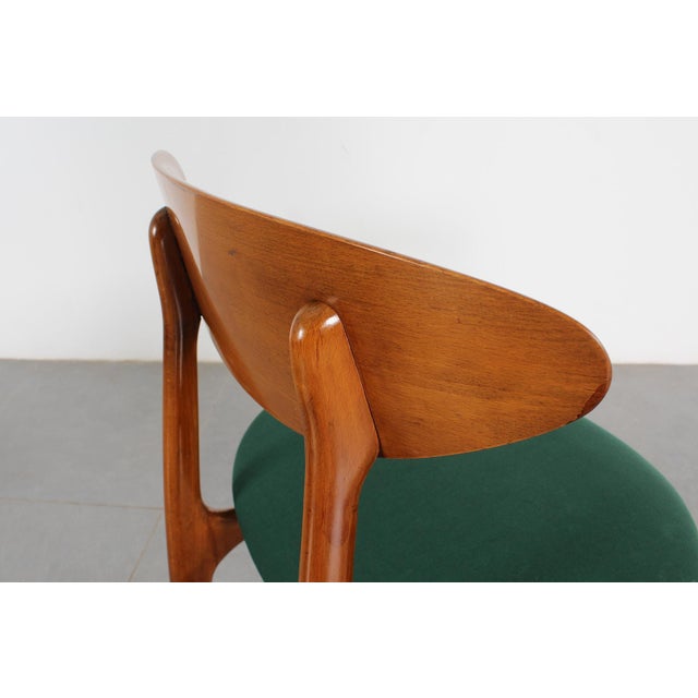 Mid-Century Scandinavian Wood and Green Fabric Chair, 1960s, Set of 6 For Sale - Image 14 of 16