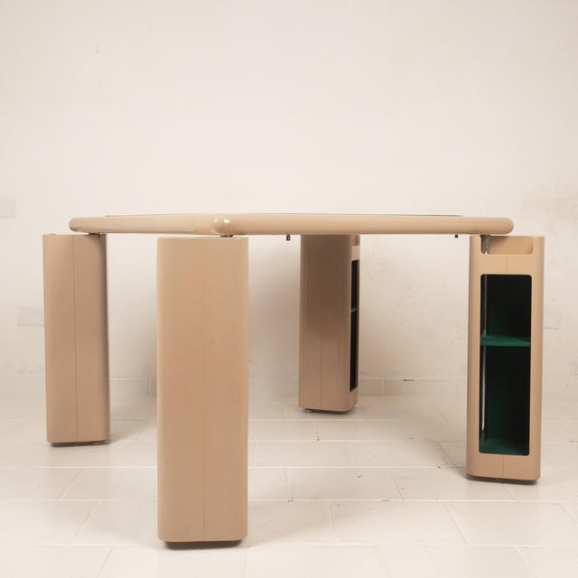 Beige Lacquered Wood and Green Felt Game Table by Pierluigi Molinari for Pozzi, 1970s For Sale - Image 8 of 18