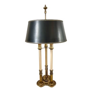 Vintage Brass Stiffel 7145 Brass Adjustable Bouillotte 3 Candlestick Lamp 30x14" For Sale