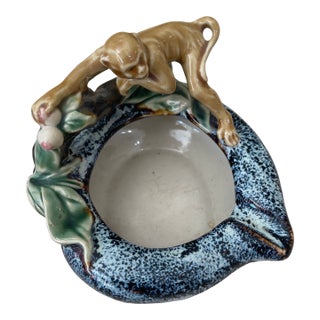 1980s Monkey Majolica Ashtray French For Sale