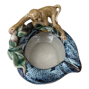 1980s Monkey Majolica Ashtray French
