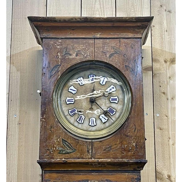 19th Century Comtoise Clock in Fir with Enameled Figures For Sale - Image 13 of 16
